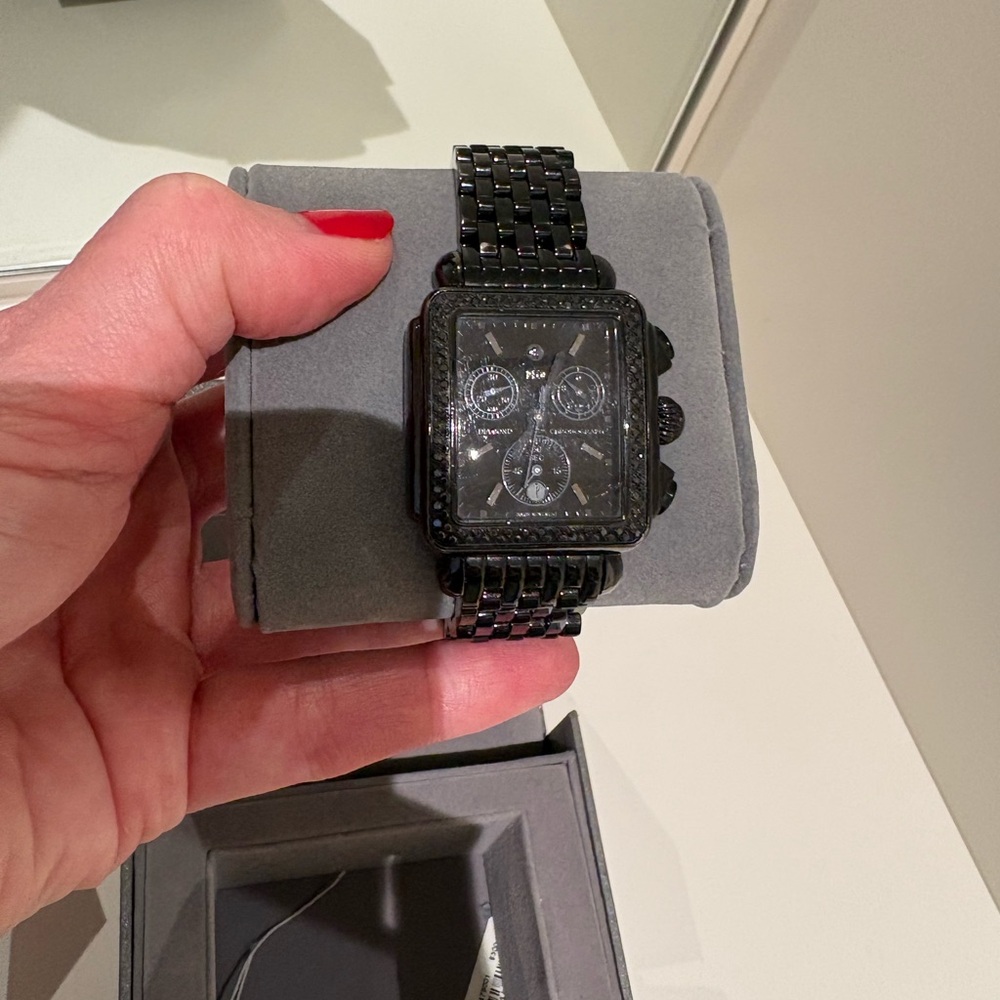 Black Metal Watch with Chronograph